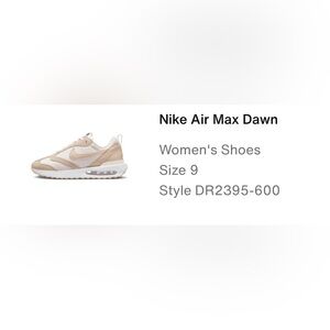 Women’s Nike Dawn Size 9. Worn several times. In great condition.